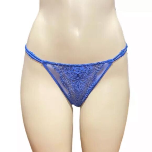 Victoria’s Secret Especial Edition Sexy Crochet lace Itsy Mini Panty Teal Large - Picture 3 of 6